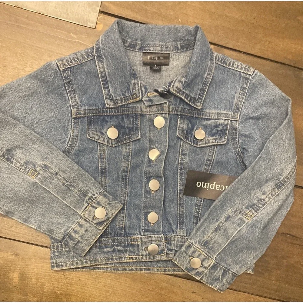 Picapino Youth Denim Jacket Button‎ Up Size 5 Light Wash Lightweight